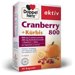 Doppelherz Aktiv Ameriška brusnica +Buča +Vitamin C + Selen, kapsule (30 kapsul)