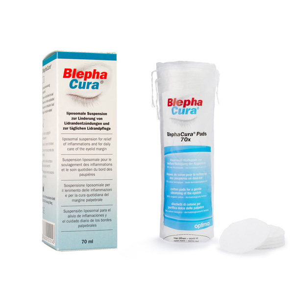 Blepha Cura, paket za nego očesnih vek (70 ml + 70 blazinic)