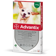 Advantix, raztopina za pse do 4 kg (4 x 0,4 ml)