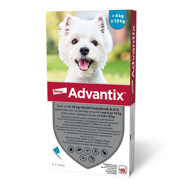 Advantix 100, raztopina za pse od 4 kg do 10 kg (4 x 1,0 ml)