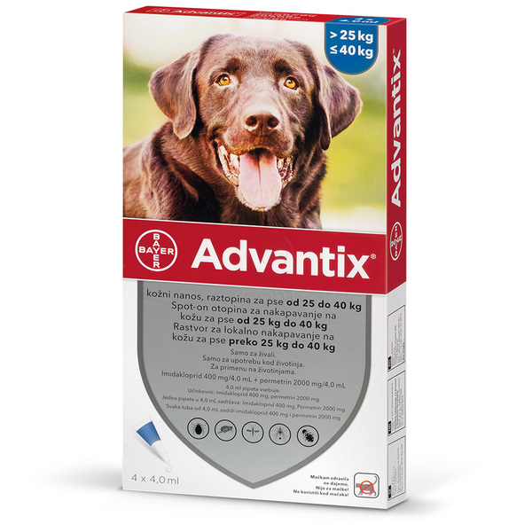 Advantix 400, raztopina za pse od 25 do 40 kg (4 x 4,0 ml)