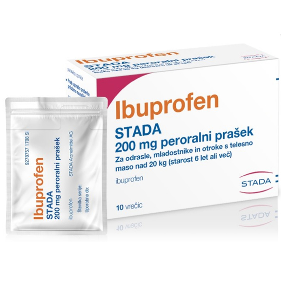  Ibuprofen Stada, 200 mg peroralni prašek (10 vrečic)