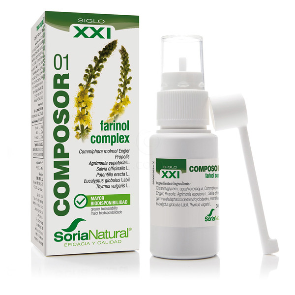 Soria Natural Farinol kompleks XXI, prišilo za grlo (30 ml)