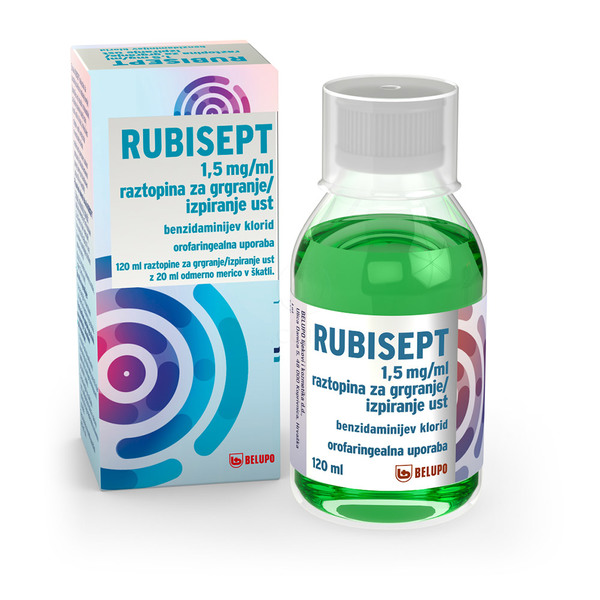 Rubisept 1,5 mg/ml, raztopina za grgranje/izpiranje ust (120 ml)
