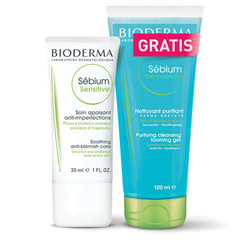 Bioderma Sebium Sensitive, paket za kožo nagnjeno k aknam (30 ml + 100 ml)