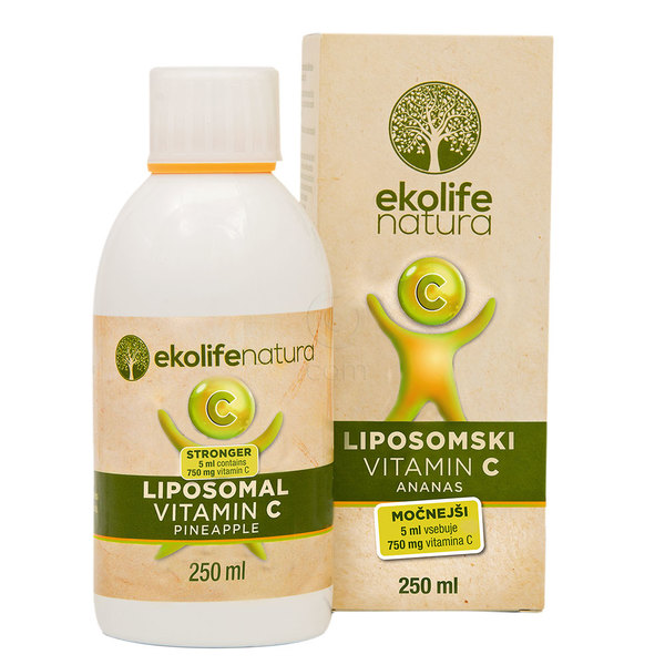 Ekolife Natura liposomski vitamin C (750 mg) z okusom Ananasa, tekočina - 250 ml 