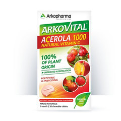 Arkovital Acerola 1000 Vitamin C 100% rastlinskega izvora, žvečljive tablete (30 tablet)