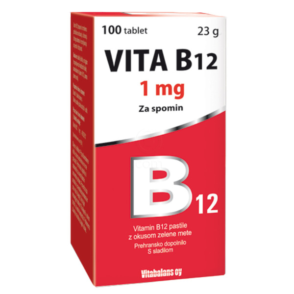 Vitabalans vitamin B12 1000 μg, žvečljive tablete (100 tablet)