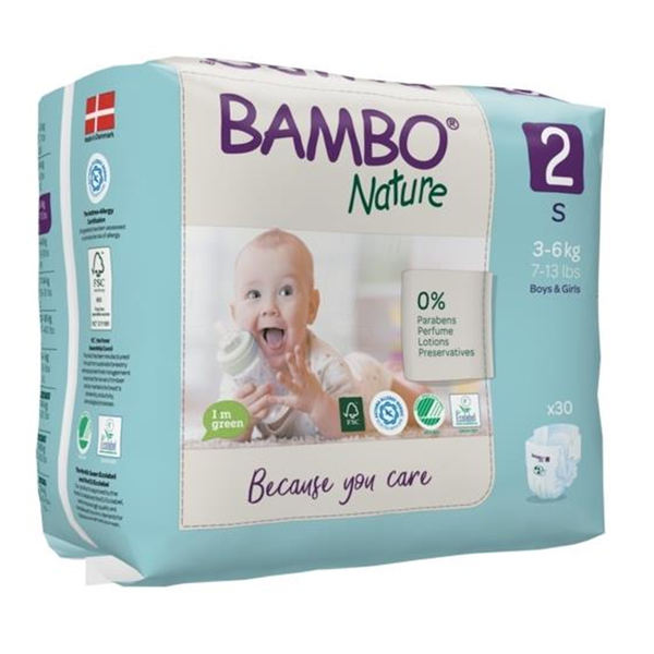Bambo Nature 2 Mini, otroška plenička 3-6 kg (30 plenic)