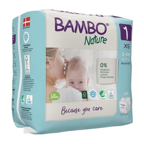 Bambo Nature 1 Newborn XS, otroške pleničke za nedonošenčke - 2 - 4 kg (22 plenic)