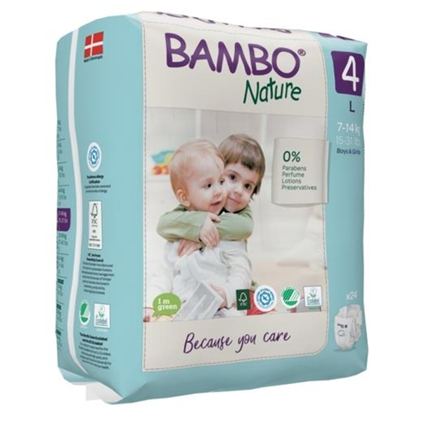 Bambo Nature 4 Maxi L, otroške pleničke - 7-14 kg (24 plenic)