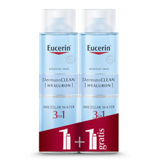 Eucerin DermatoClean [Hyaluron], micelarni čistilni fluid 3v1 - paket (2 x 400 ml)