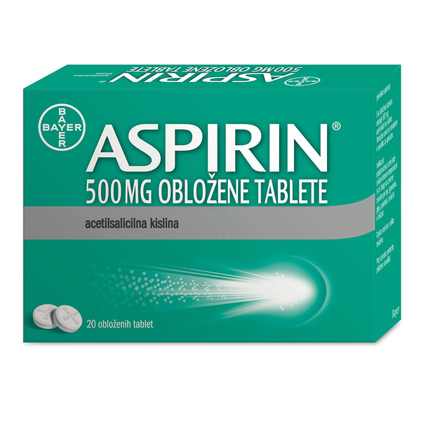 Aspirin 500 mg, obložene tablete (20 tablet)
