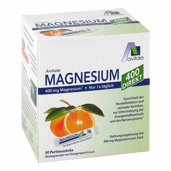 Avitale Magnezij 400 Direkt, vrečice - okus pomaranče (50 vrečic)