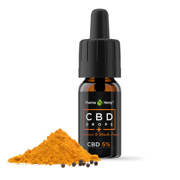 PharmaHemp, CBD kapljice (5%) s kurkuminom in črnim poprom (10 ml)