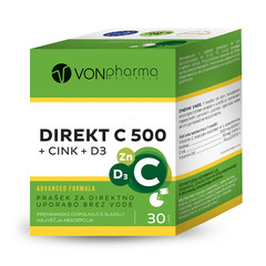 VONpharma Direkt C 500 + Cink + D3, prašek (30 vrečk)
