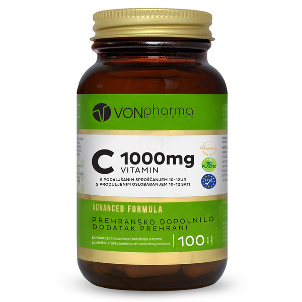 VONpharma Vitamin C 1000 mg, tablete s podaljšanim sproščanjem 10-12 ur (100 tablet)