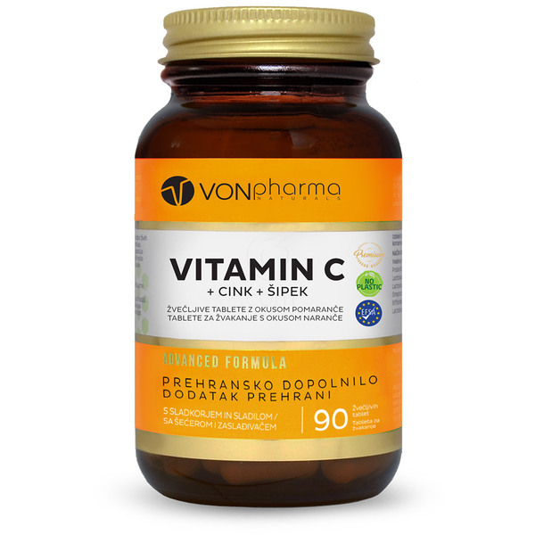 VONpharma Vitamin C + Cink + Šipek, žvečljive tablete (90 tablet)