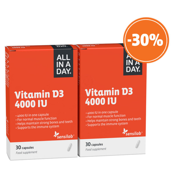 Sensilab All in a Day Vitamin D3 4000 IU, kapsule - paket (2 x 30 kapsul)
