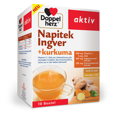 DoppelHerz Aktiv Ingver + Kurkuma, vroči in hladni napitek - zrnca (10 vrečic)