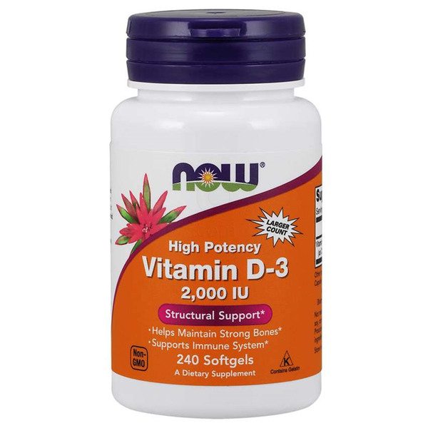 NOW Vitamin D-3 50 µg (2000 IE), kapsule (240 kapsul)