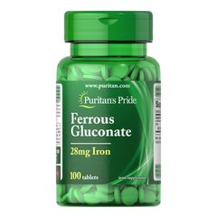 Puritan's Pride Železov Glukonat 28 mg (100 tablet) 