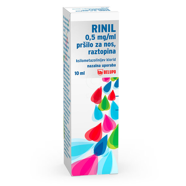 Rinil 0,5 mg/ml, pršilo za nos - raztopina (10 ml)