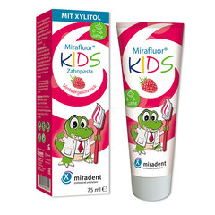 Mirafluor Kids, zobna pasta s ksilitolom z okusom maline (75 ml)