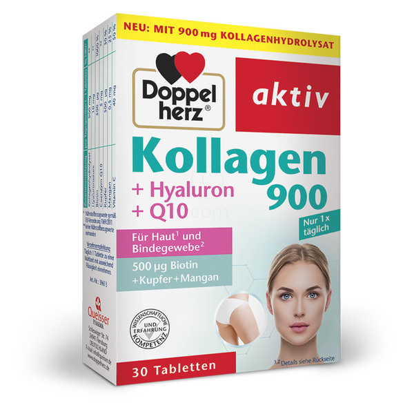 Doppelherz Aktiv Kolagen 900 + Hialuron + Q10, tablete (30 tablet)