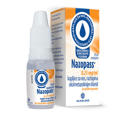 Nazopass 0,25 mg/ml, kapljice za nos (10 ml)