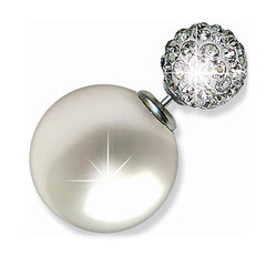 Biojoux, uhani iz kirurškega jekla - perla in kristalna kroglica - BJU800 (2 uhana)