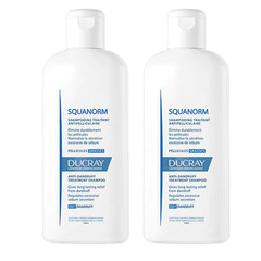 Ducray Squanorm, šampon za mastni prhljaj - paket (2 x 200 ml) 