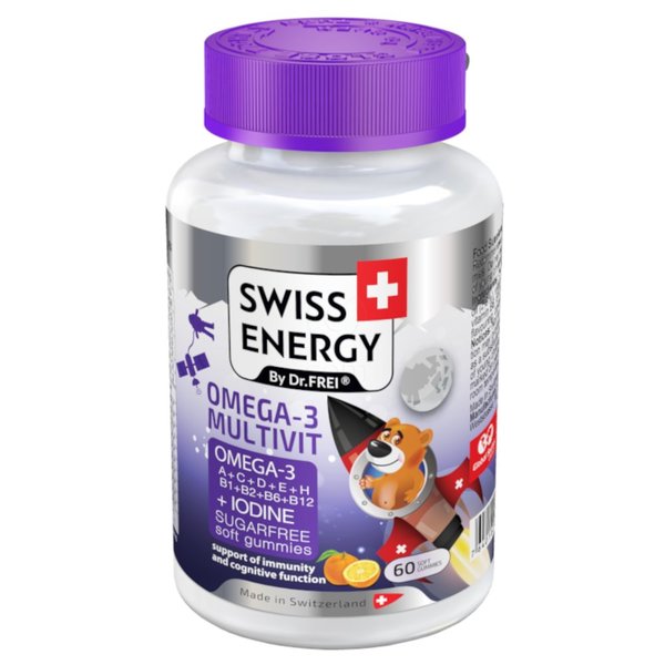 Swiss Energy Omega-3 Multivit, žele bonboni za otroke (60 želejev)