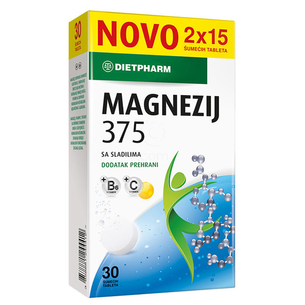 DietPharm Magnezij z vitaminom C in B6, šumeče tablete (30 tablet)