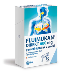Fluimukan Direkt 600 mg, peroralni prašek v vrečici (10 vrečic)