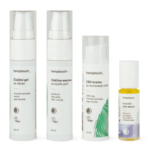 Hemptouch, raziskovalni set za ravnovesje kože (20 ml + 20 ml + 10 ml + 5 ml)