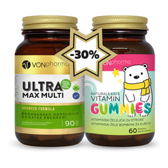 VonPharma Ultra Max Multi + Vitamin Gummies, paket (90 tablet in 60 želejčkov)