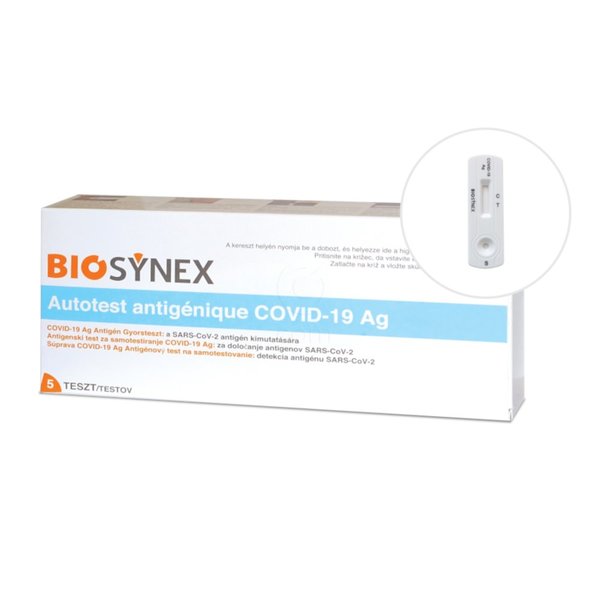 Biosynex COVID-19, antigenski test za samotestiranje Covid-19 Ag iz vzorca nosnega brisa (5 testov) 