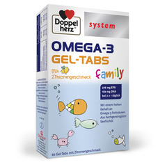 Doppelherz System Omega-3 Family, gel-tablete z okusom limone (60 tablet)