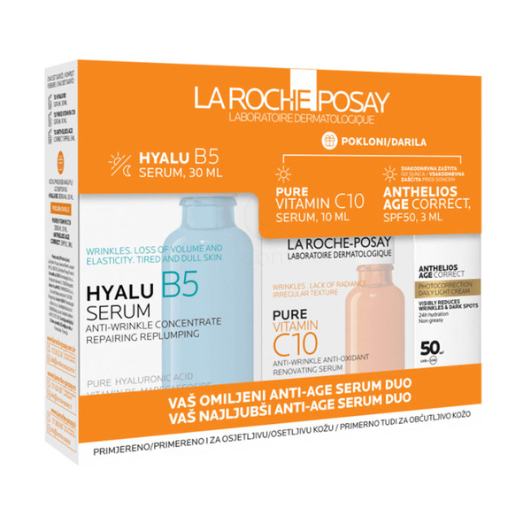 LRP Hyalu B5 + Vitamin C + Age Correct, paket za nego kože (30 ml + 10 ml + 3 ml)