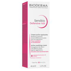 Bioderma Sensibio Defensive Rich, bogata pomirjujoča krema za občutljivo kožo (40 ml)