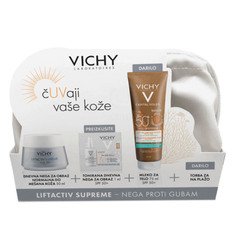 Vichy Liftactiv Supreme Sumer promo - paket nege za normalno do mešano kožo (50 ml + 75 ml + 1 ml + 1 torbica)