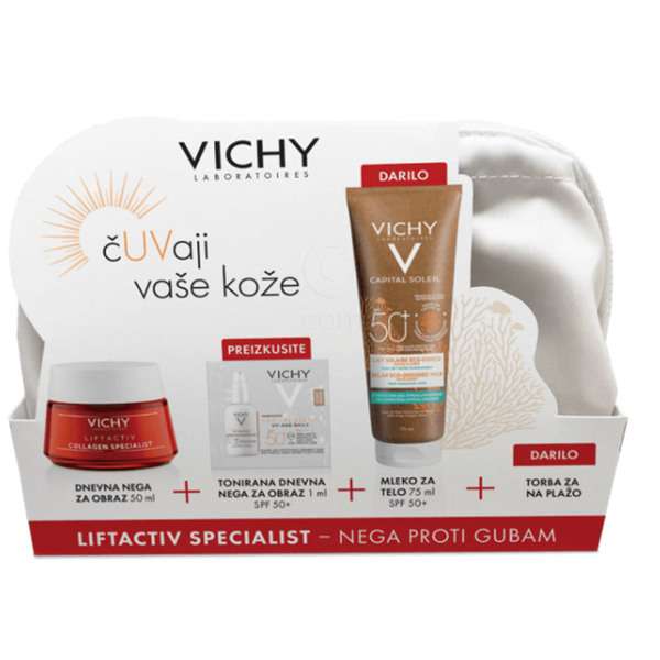 Vichy Liftactiv Collagen Specialist Summer promo, paket (50 ml + 75 ml + 1 ml + 1 torbica)