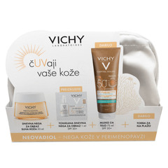 Vichy Neovadiol Summer promo, paket dnevne nege za kožo v perimenopavzi - za suho do zelo suho kožo (50 ml + 75 ml + 1 ml + 1 torbica)