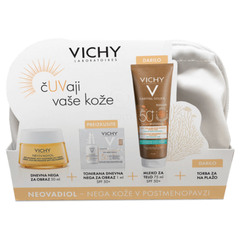  Vichy Neovadiol Summer Promo, paket hranilne dnevne nega za kožo v postmenopavzi - za zelo suho in zrelo kožo (50 ml + 75 ml + 1 ml + 1 torbica)