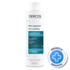 Vichy Dercos Sensitive, pomirjujoč šampon za normalne do mastne lase - 200 ml