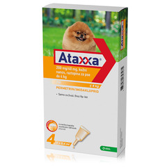Ataxxa 200 mg/ 40 mg, kožni nanos, raztopina za pse do 4 kg (4 kapalke)