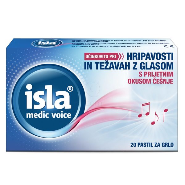 Isla Medic Voice, pastile z okusom češnje in mentola (20 pastil)