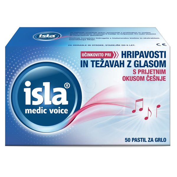 Isla Medic Voice, pastile z okusom češnje in mentola (50 pastil)