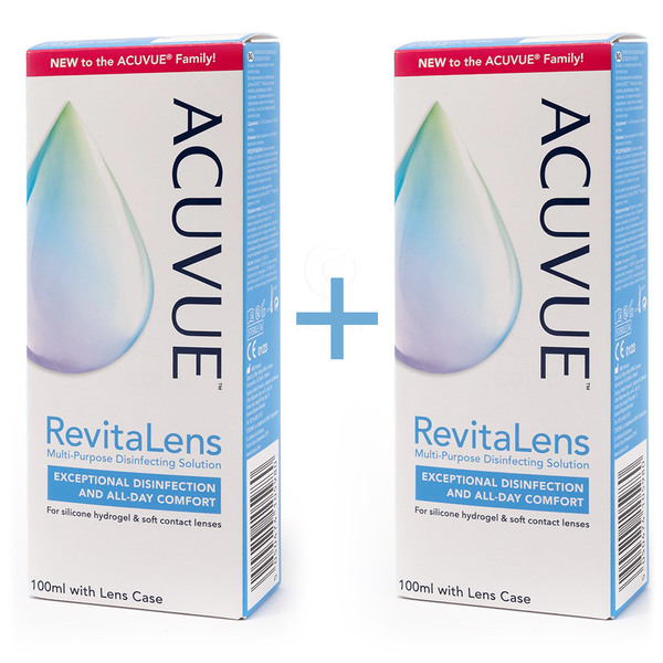 Acuvue RevitaLens, večnamenska razkuževalna raztopina za mehke kontaktne leče - paket (2 x 100 ml)